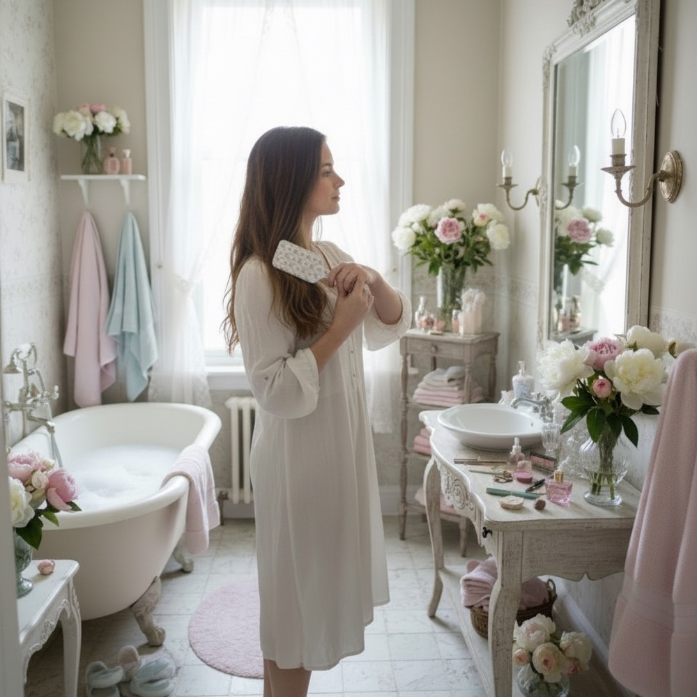 🚨🚨SALE🚨🚨 Blue Floral Patterned Hair Brush